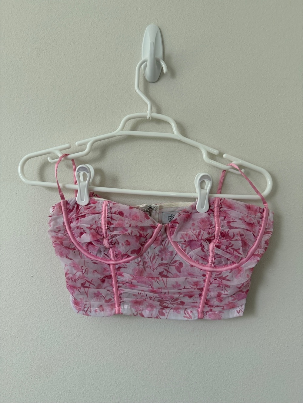 OH POLLY Pink Floral Bustier Crop Top